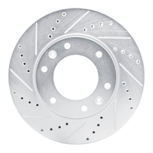 Dodge H100 Brake Rotor (1) - Front Left - R1 Concepts - Drilled & Slotted - Silver - `09-`19